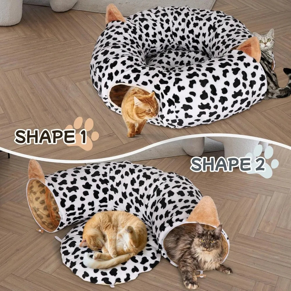 Cat Tunnel Bed Indoor Plush Cave Circle With Ball Toy