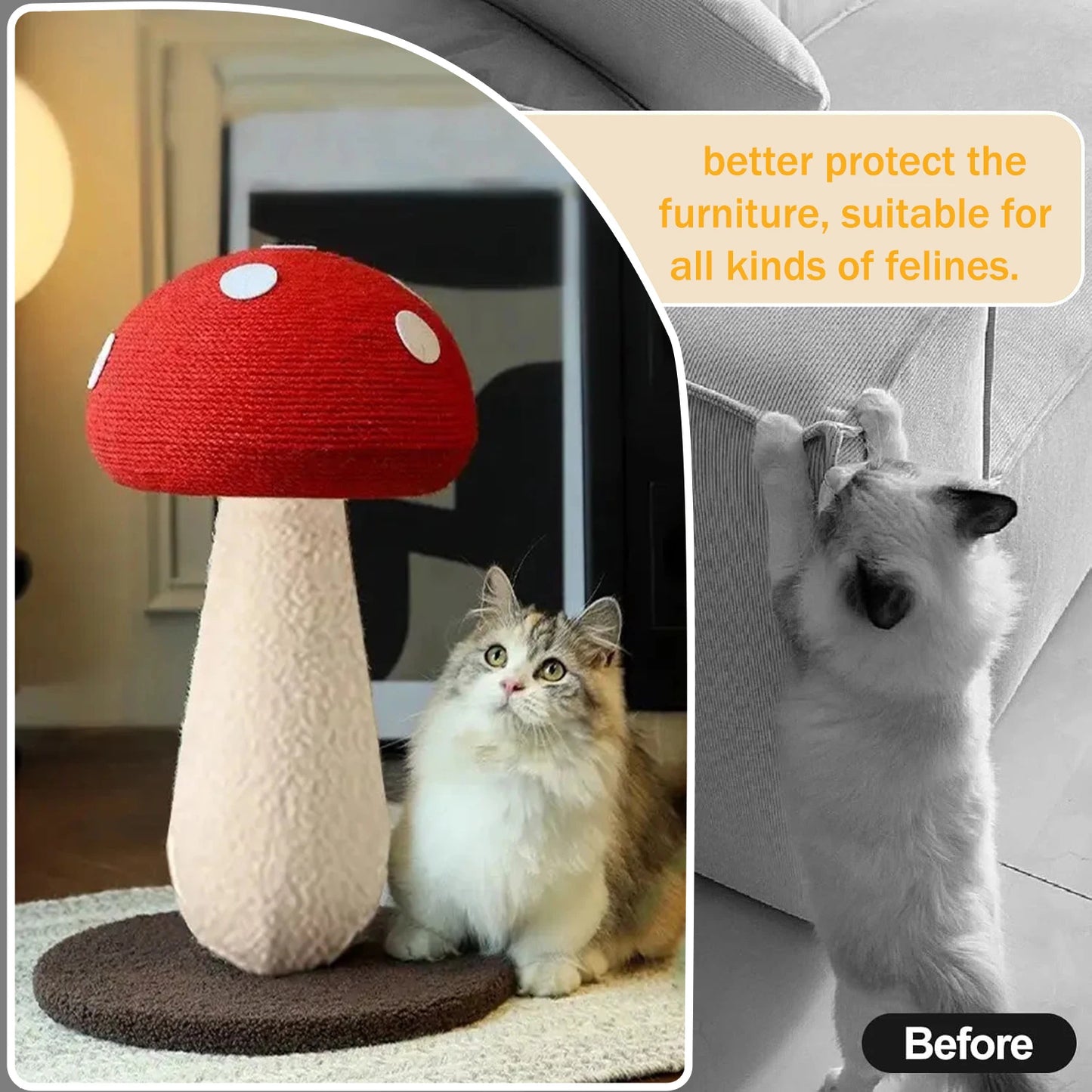 Oor Cats Mushroom Cat Tree Scratching Post Sisal Tower