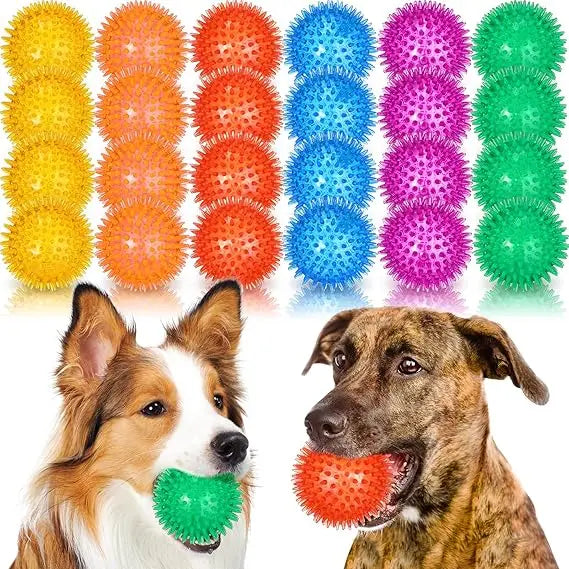 Lenwen Spikey Dog Balls 24 Pack Squeaky Durable Toys