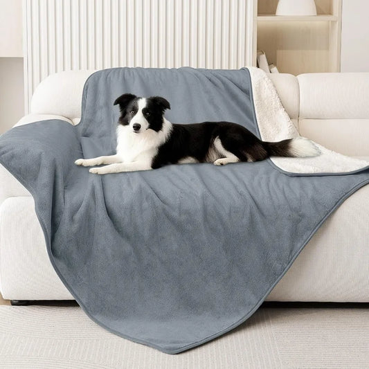 Waterproof Dog Bed Blanket Reversible Sherpa Fleece Protector