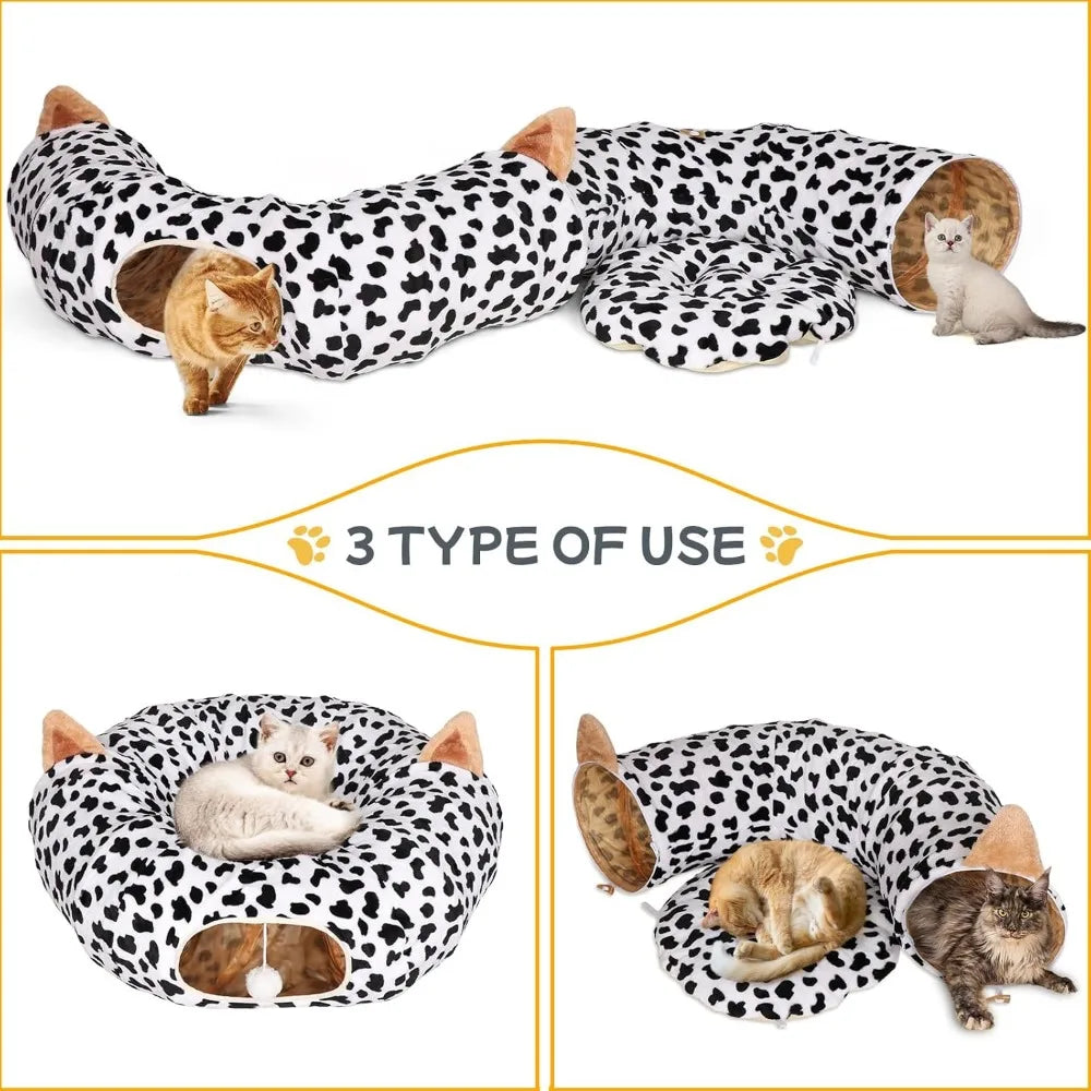 Cat Tunnel Bed Indoor Plush Cave Circle With Ball Toy