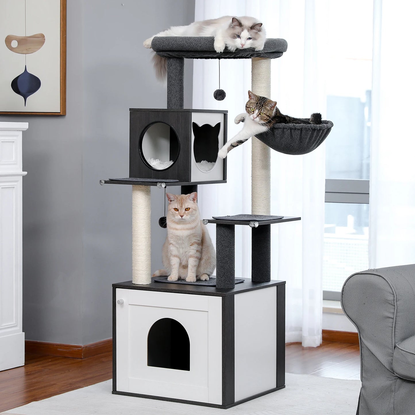 PAWZ Road Multi Level Cat Tree Wood Tower Scratcher