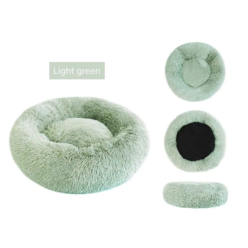 CN Sichuan Fluffy Plush Donut Dog Bed Round Kennel Cushion