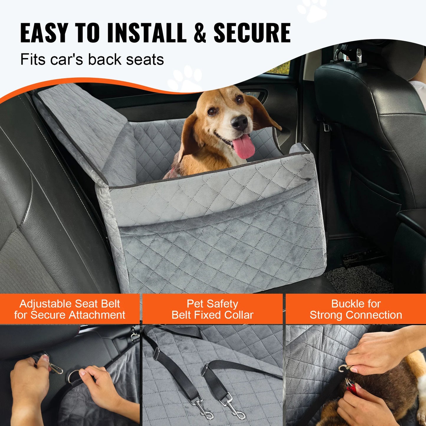 SucceBuy Dog Car Seat Booster With Storage Pocket