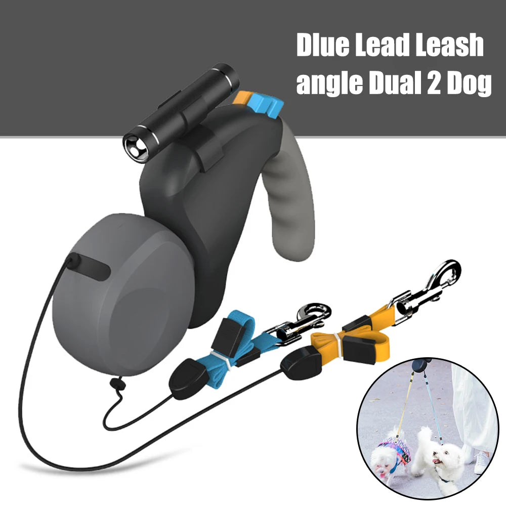 Guangdong Dual Dog Rope Leash With Light Retractable Belt