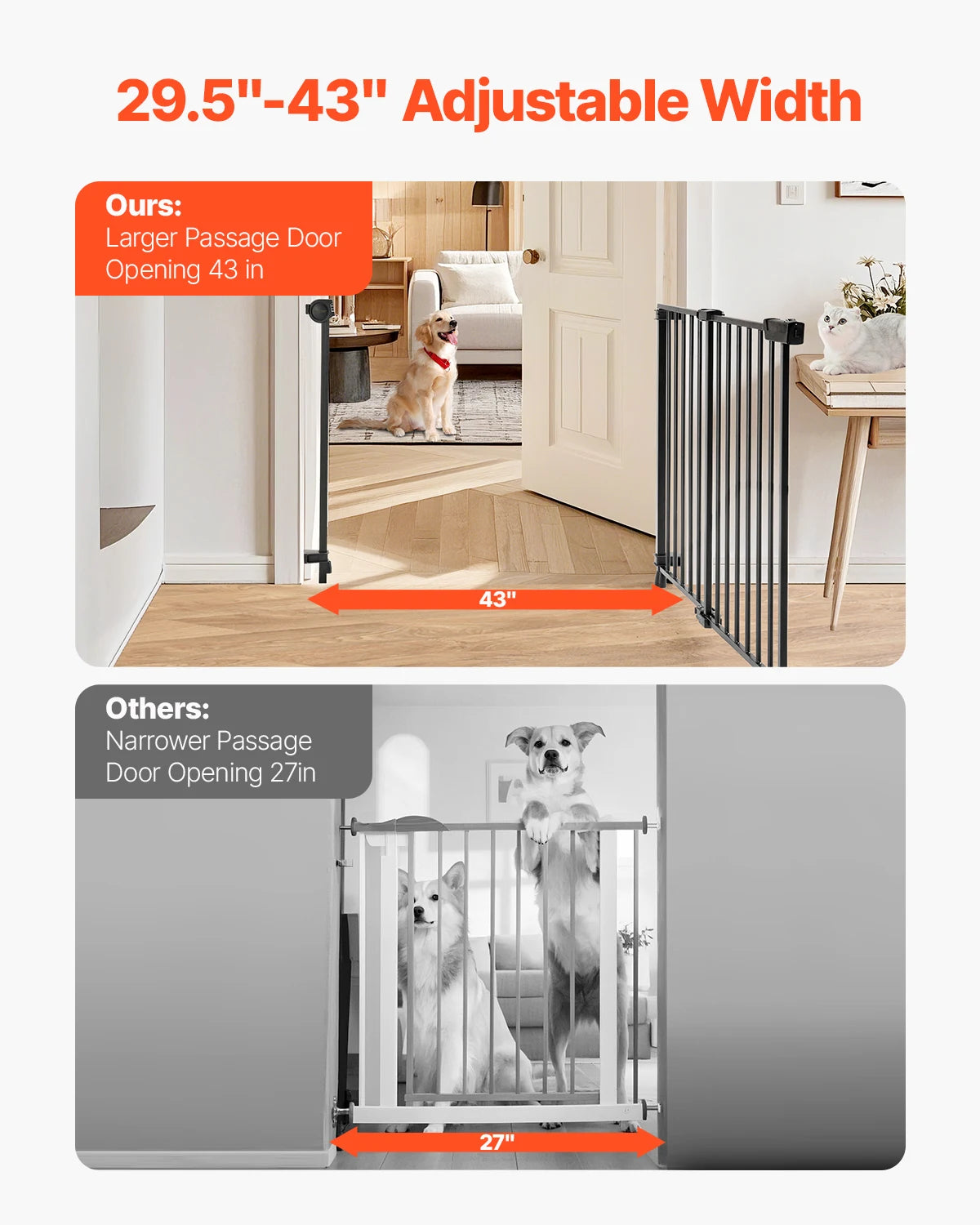 SucceBuy Baby Gate No Threshold Easy Step Walk For Pets And Kids Safety Indoors At Home