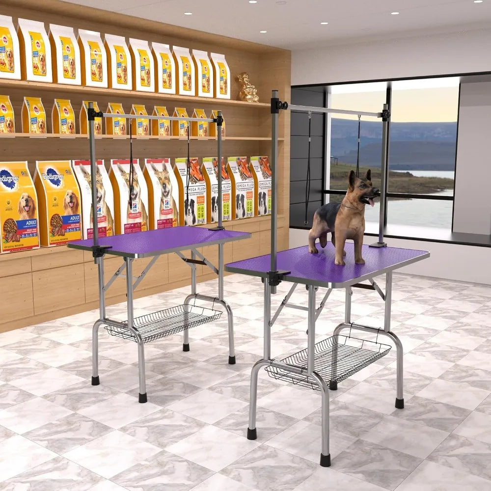 Foldable Dog Grooming Table With Adjustable Arm And Tray