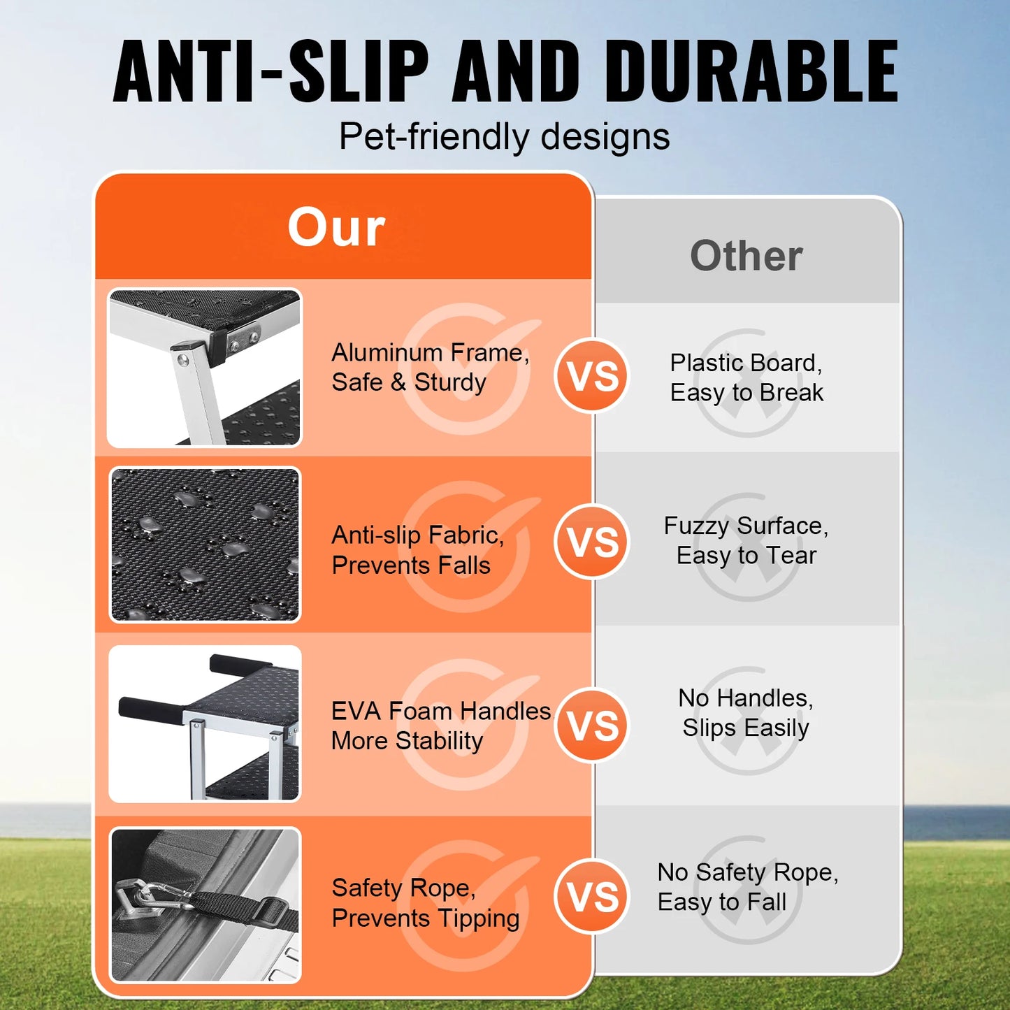 SucceBuy Premium Aluminum Foldable Dog Car StaircaseProfessional For SUVs Trucks