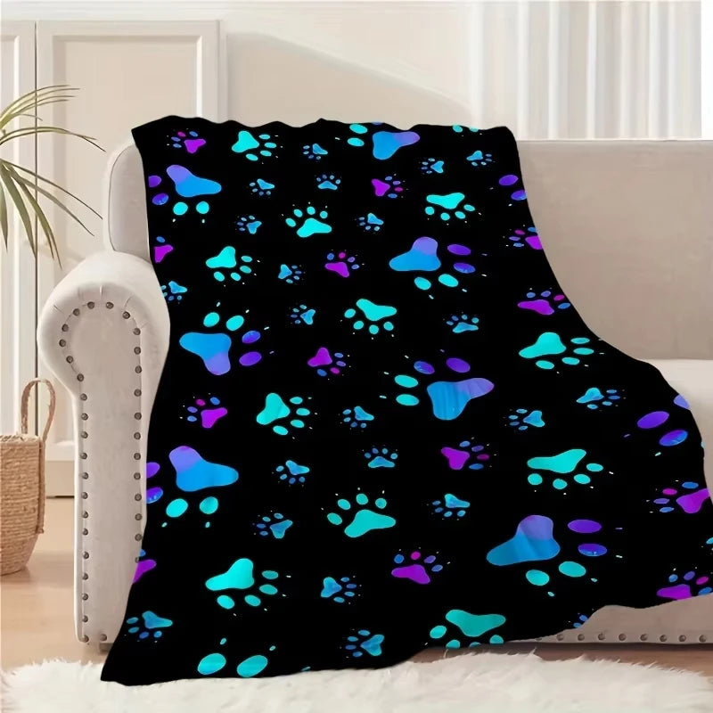 Craft of Weaving Dog Paw Print Throw Blanket for Travel