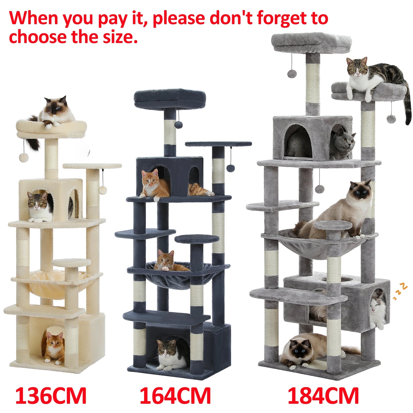 PAWZ Road Cat Tree Tower For Indoor Cats With Sisal Scratching Posts Hammock Perches Condos
