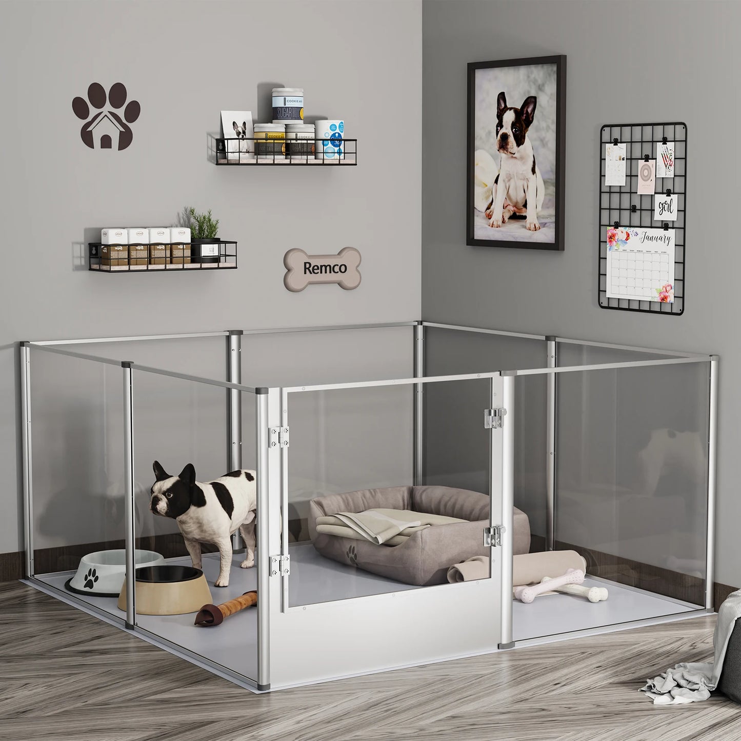 BINGOPAW Acrylic Dog Playpen Fence with Waterproof Pad