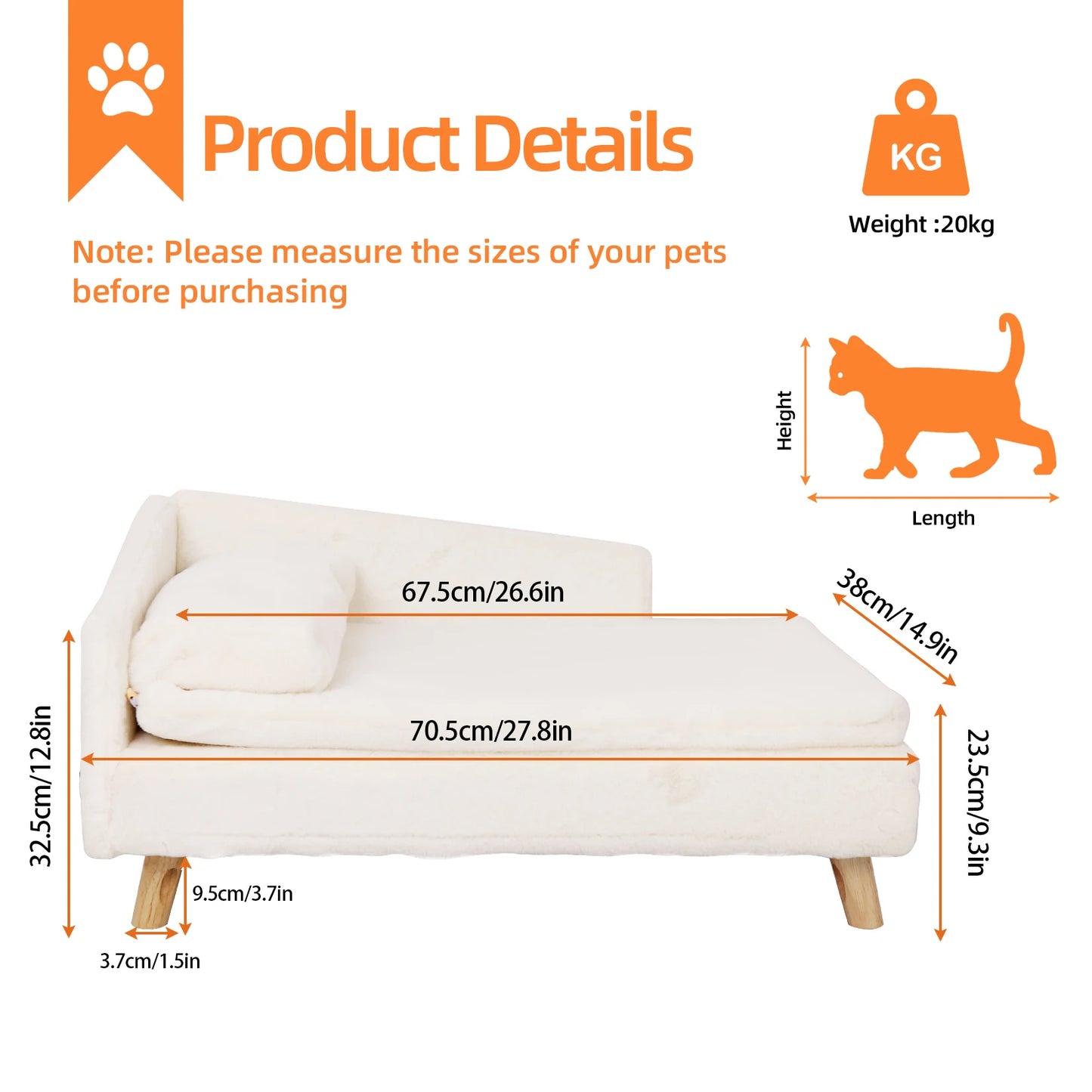 BINGOPAWCN Nordic-Elevated-Pet-Bedstead-For-Canines-And-Kittens-With-Sturdy-Wood-Legs WaterproofPad